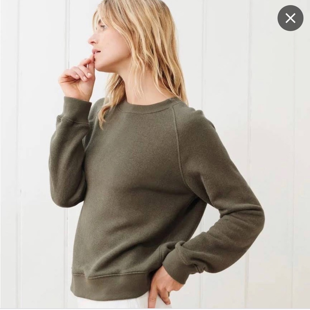 Jenni Kayne green moss Saturday sweatshirt and sweatpants set